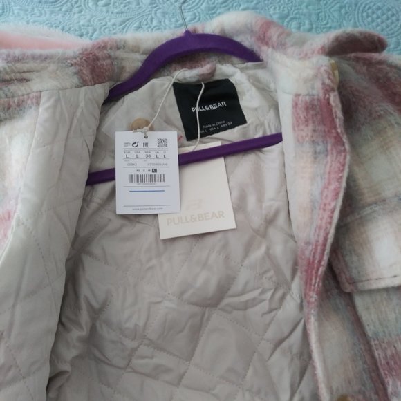 Pull & Bear, ERC , Multicolor Beige and Pink   women's  Buttons Jacket - Picture 6 of 6